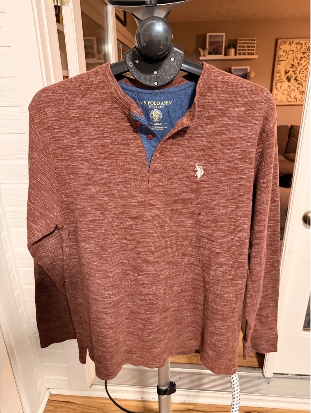 U.S. Polo Assn. brown long sleeve henley
